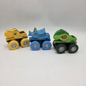 Dinosaur Monster Truck Toys Lot of 3 Pull Back Cars Kids Play Vehicles
